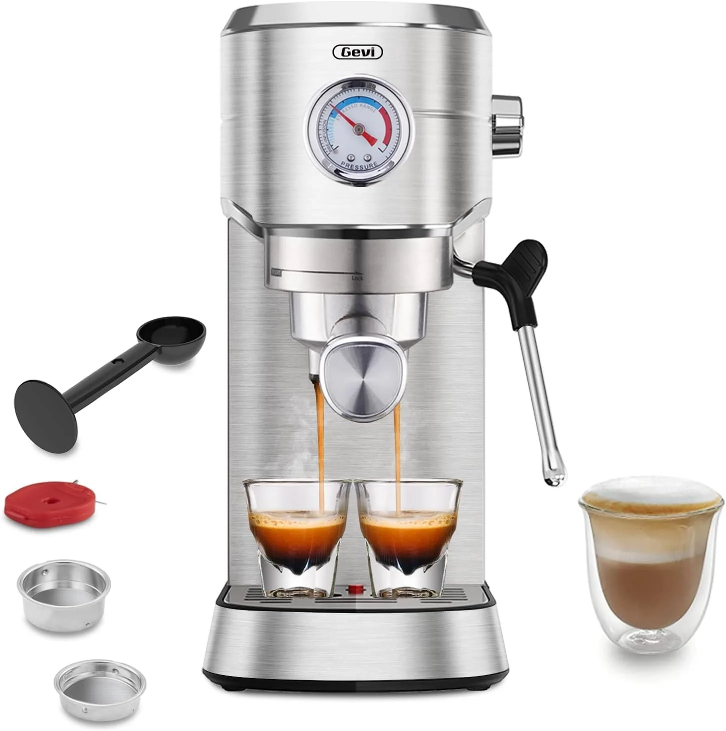 Gevi Espresso Machine 20 Bar, Professional Espresso Maker Latte Machine with Milk Frother, Stainless Steel Expresso Coffee Machines