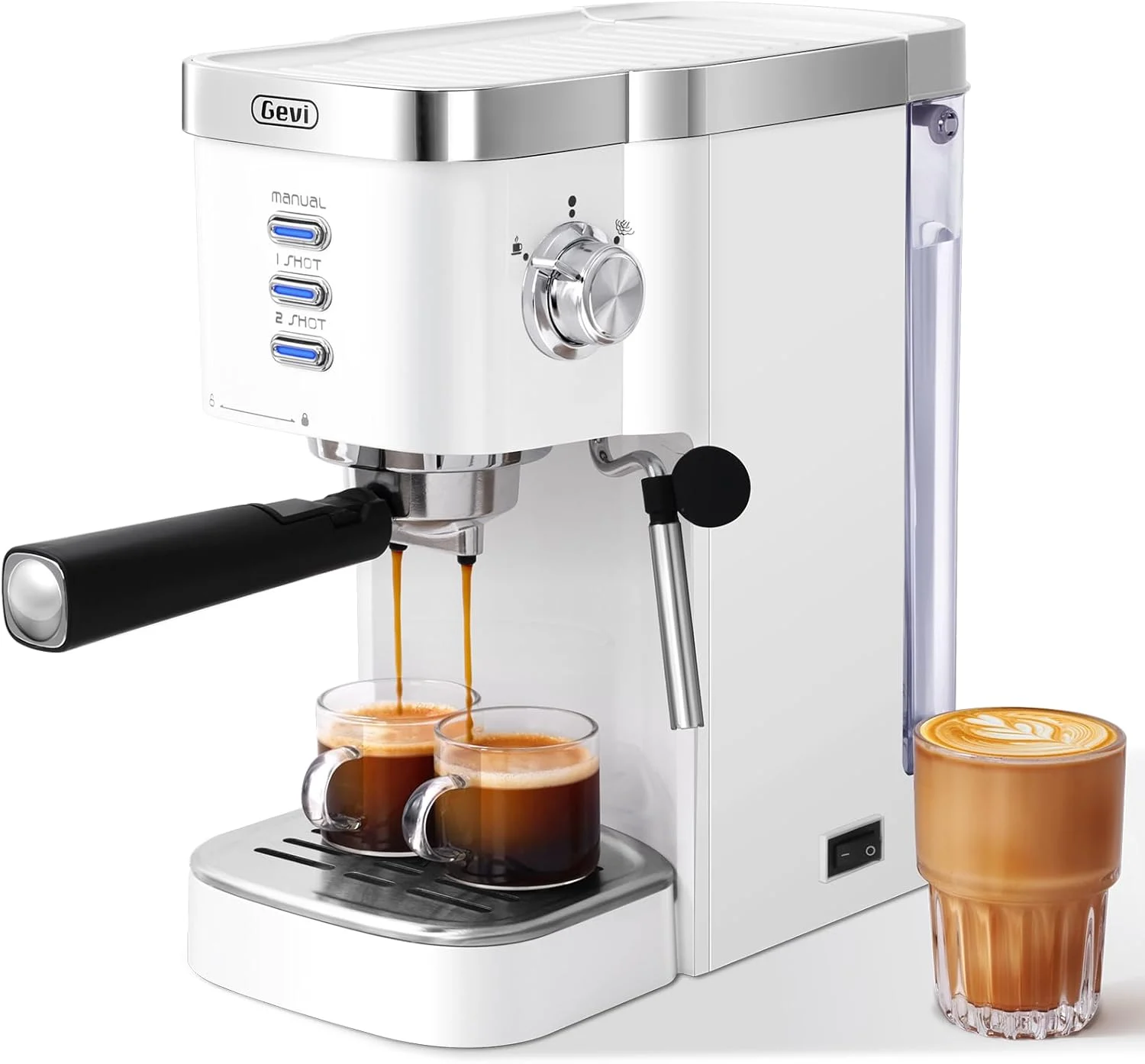 Gevi GECME022-U Espresso Machine 20 Bar High Pressure,Compact Espresso Maker with Milk Frother Steam Wand