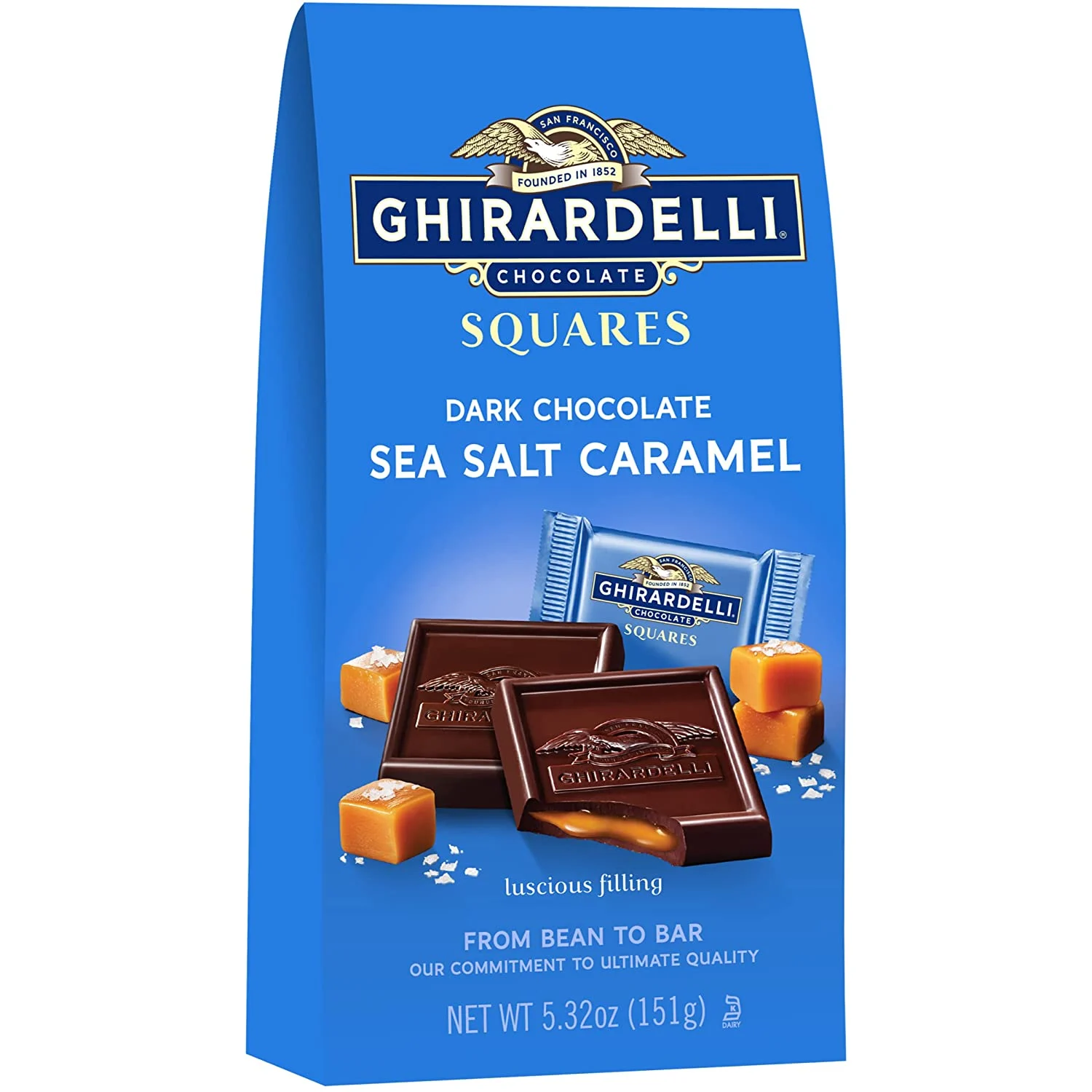 Ghirardelli Dark & Sea Salt Caramel Chocolate Squares, 5.32 oz – Pack of 2