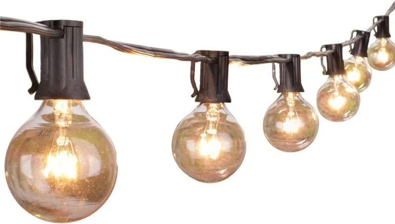 Brightown Outdoor String Lights Edison Glass Bulbs for Backyard Porch, Black, 25ft