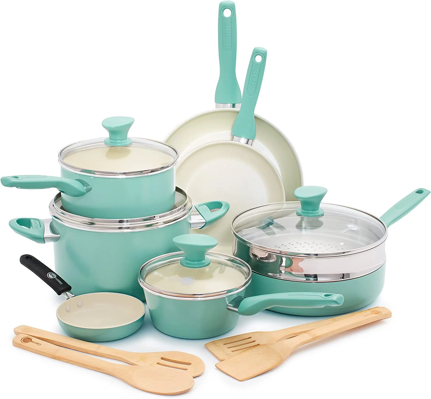 Greenpan Rio 16pc Ceramic Nonstick Cookware Set, Turquoise