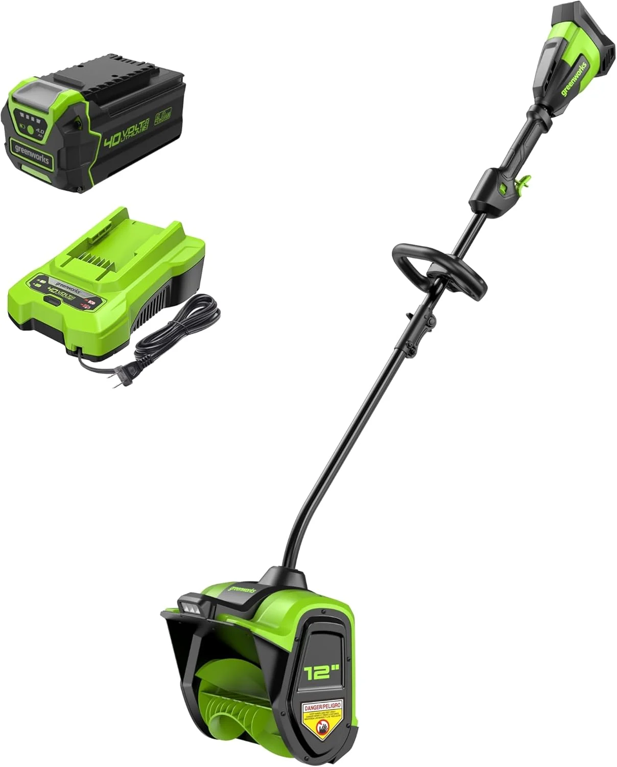 Greenworks 40V 12″ Brushless Cordless Snow Shovel with LED Light, 4.0Ah Battery and Charger Included