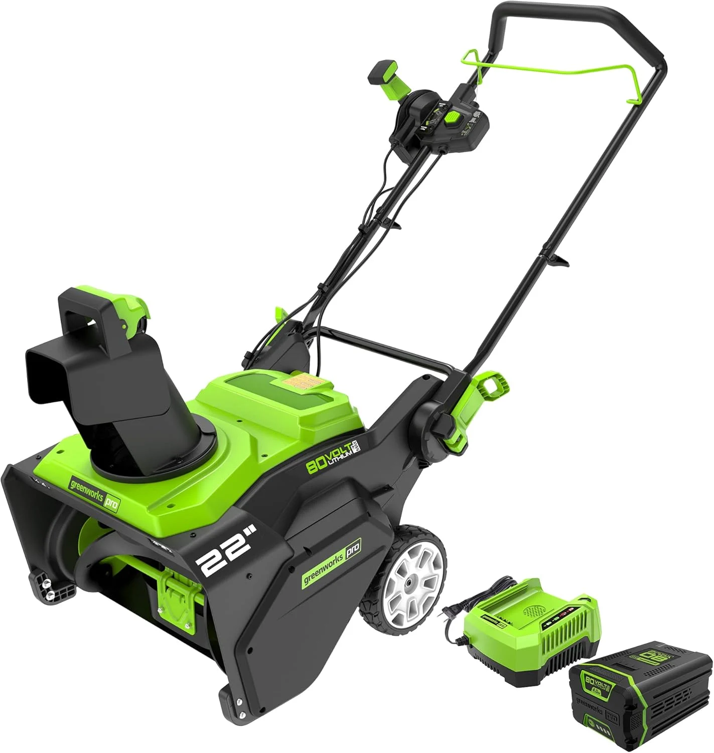 Greenworks 80V (75+ Compatible Tools) 22” Brushless Cordless Snow Blower, 4.0Ah Battery and Charger Included