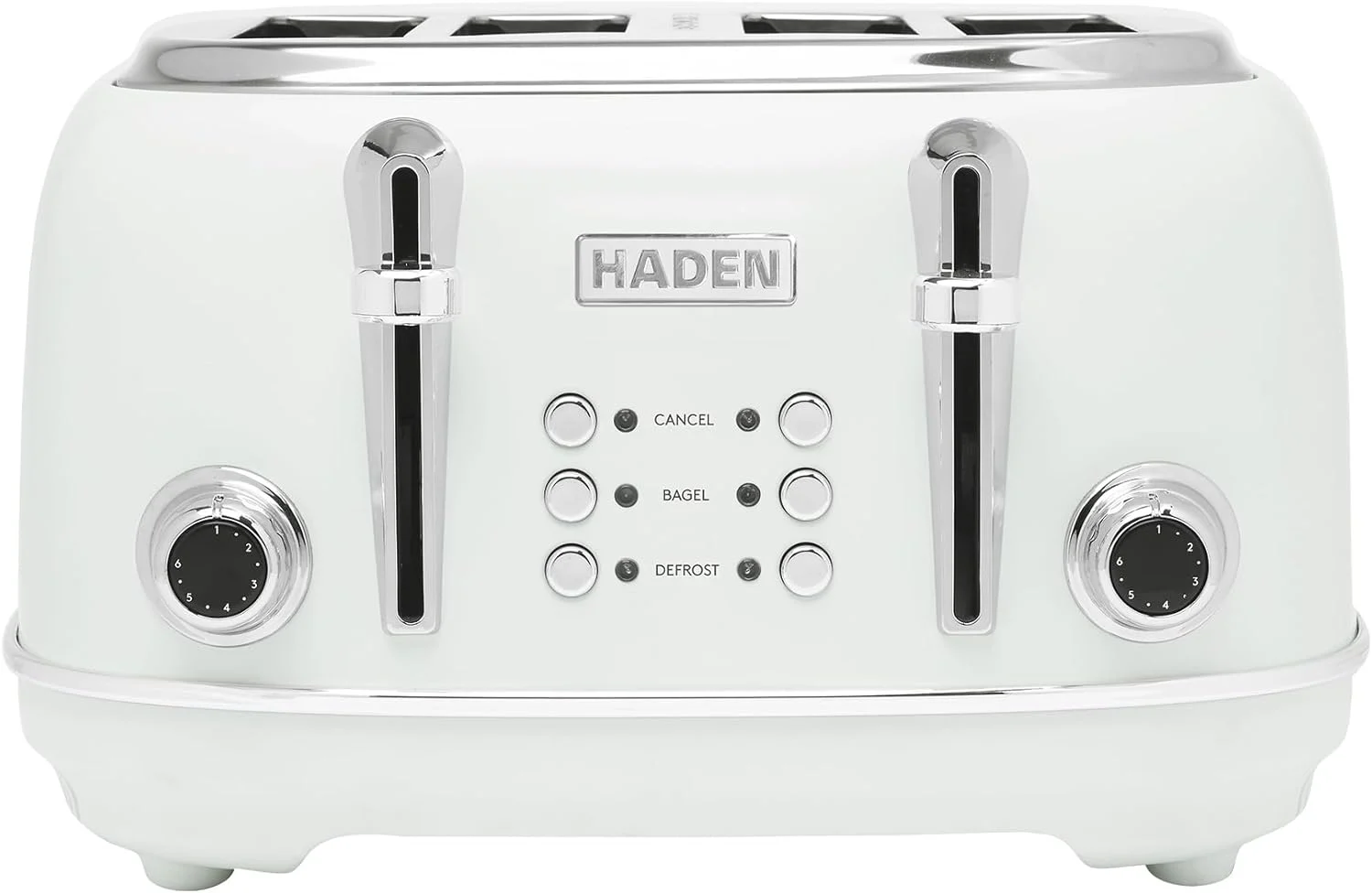 HADEN Heritage Toaster with Extra Wide Slots, 1500-Watt, Ivory & Chrome – Retro Stainless Steel Design with Self-Centering Function, Adjustable Browning Control & Removable Crumb Tray