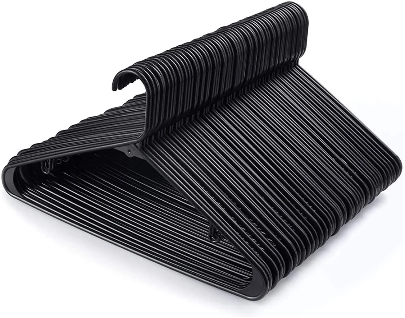 HOUSE DAY Black Plastic Hangers Tubular Adult Hangers 16.5 Inch, (Black, 60 Pack)