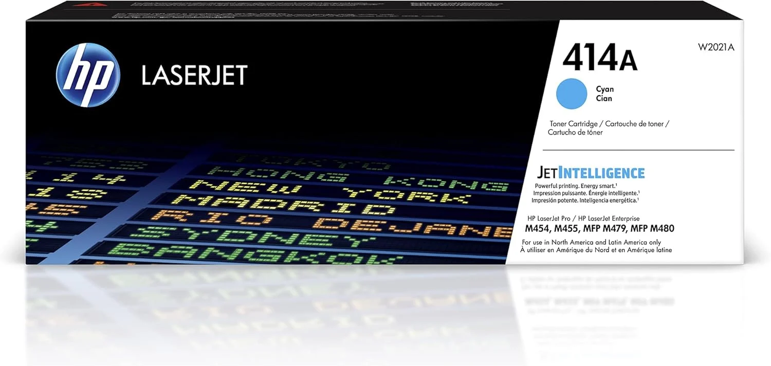 HP 414A Cyan Toner Cartridge | Works with HP Color LaserJet Enterprise M455dn, MFP M480f; HP Color LaserJet Pro M454 Series, MFP M479 Series | W2021A