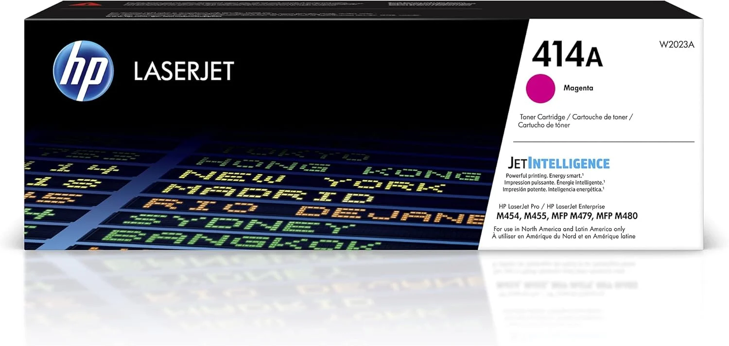 HP 414A Magenta Toner Cartridge | Works with HP Color LaserJet Enterprise M455dn, MFP M480f; HP Color LaserJet Pro M454 Series, MFP M479 Series | W2023A