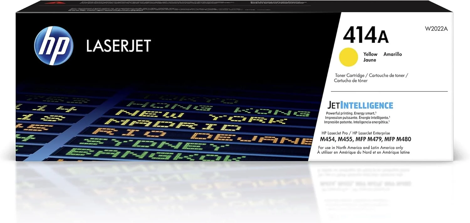 HP 414A Yellow Toner Cartridge | Works with HP Color LaserJet Enterprise M455dn, MFP M480f; HP Color LaserJet Pro M454 Series, MFP M479 Series | W2022A
