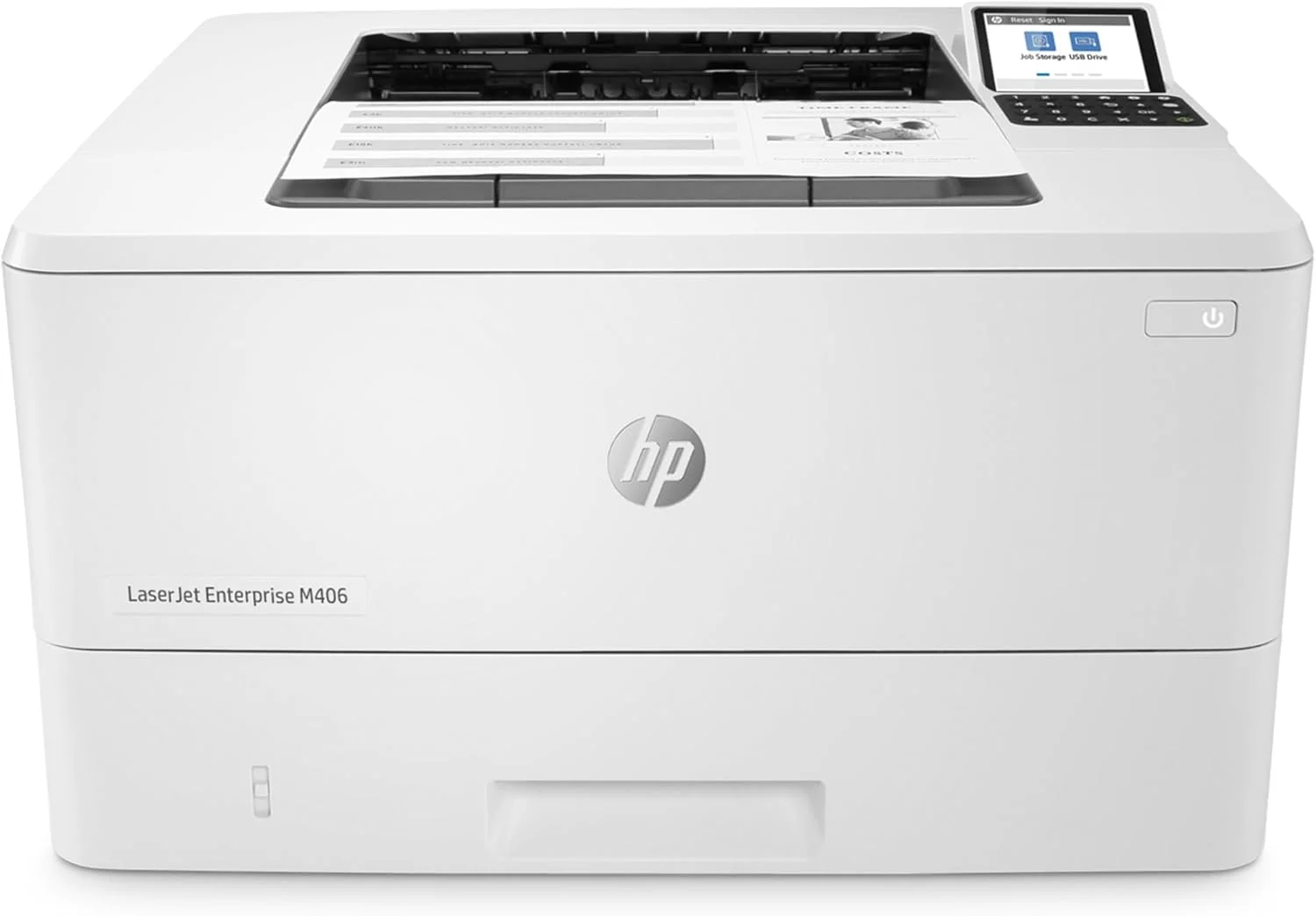HP LaserJet Enterprise M406dn Monochrome Printer with built-in Ethernet & 2-sided printing (3PZ15A), white
