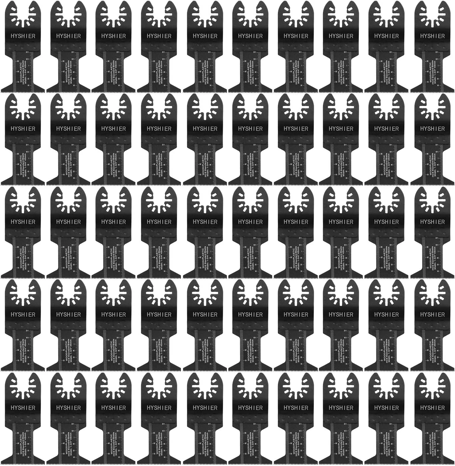 HYSHIER 50 Pcs Oscillating Tool Blades, Professional Universal Oscillating Saw Blades, Wood Multitool Blades, Quick Release Durable Oscillating Tool, Multi Tool Blades Fit All Models (44mm)