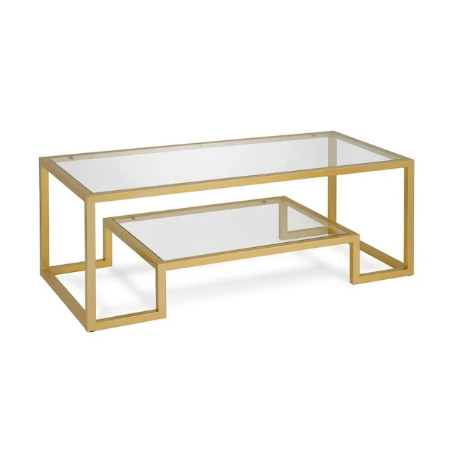 Hailey Home Athena Gold Glass Glam Coffee Table