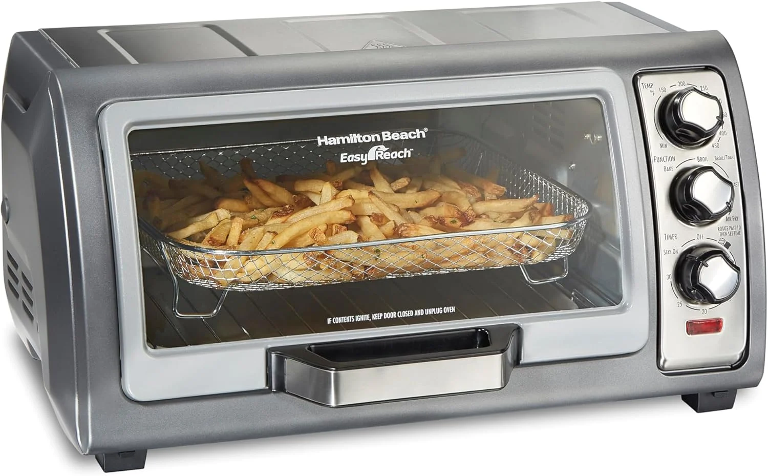Hamilton Beach 31523G Air Fryer Toaster Oven Combo with Large Capacity, Fits 6 Slices or 12” Pizza, Stainless Steel