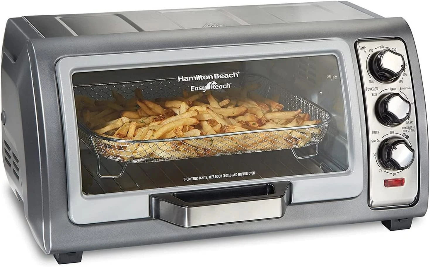 Hamilton Beach Countertop Toaster Oven, Easy Reach With Roll-Top Door, 6-Slice, Convection (31123D), Silver