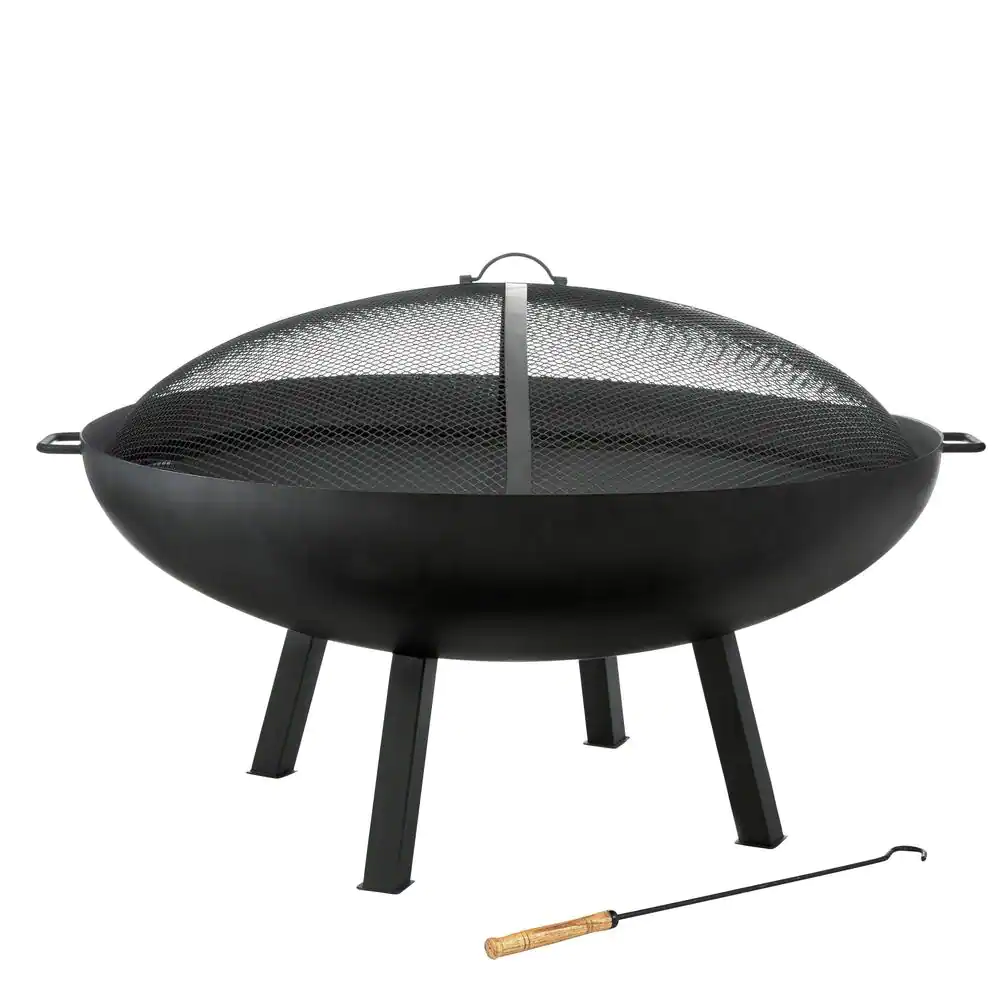 Hampton Bay A301002900 Windgate 40 in. Dia. Round Steel Wood Burning Fire Pit with Spark Guard