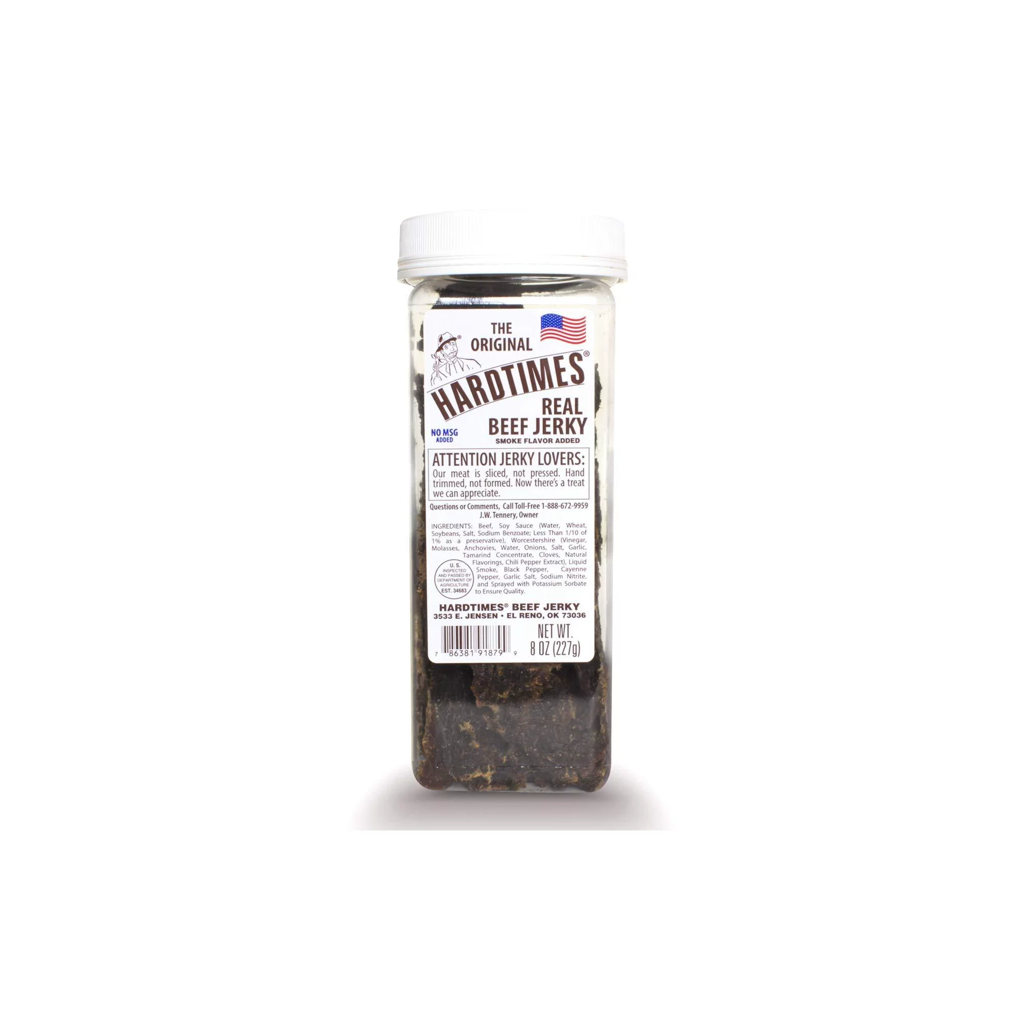 Hard Times 8oz Jar Original Real Beef Jerky Sliced Hand Trimmed Dry Tough Jerky For HardTimes
