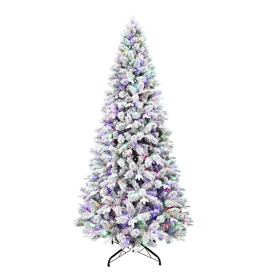 Holiday Living 9-ft Flocked Albany Pine Pre-lit Artificial Christmas Tree with Color Changing LED Lights