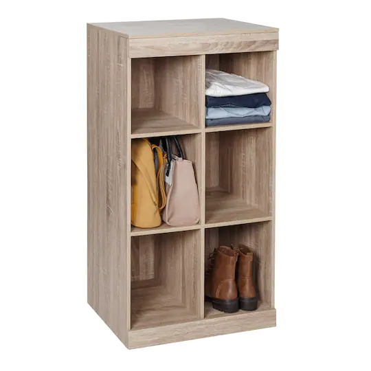 Honey Can Do Brown Stackable 6 Cube Shelf Organizer with Anti-Tip Hardware