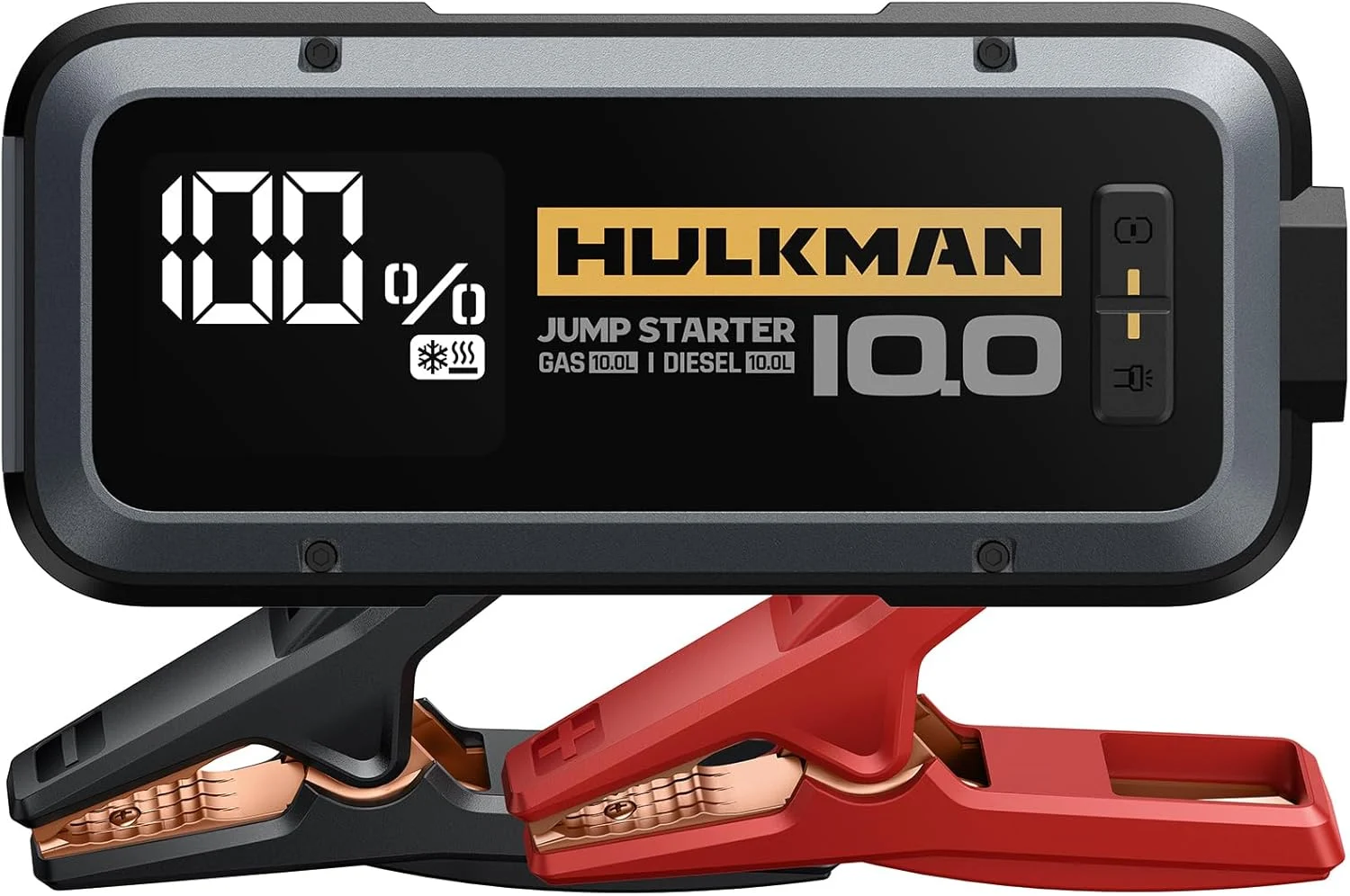 Hulkman Alpha100 Space Gray,4000A 118.4Wh Smart Jump Starter with -40℉ Start Tech,12V Portable Car Battery Booster,3.3″ LED Display,PD65W in&Out Power Pack,Jumper Cables for up to 10L Gas/10L Diesel