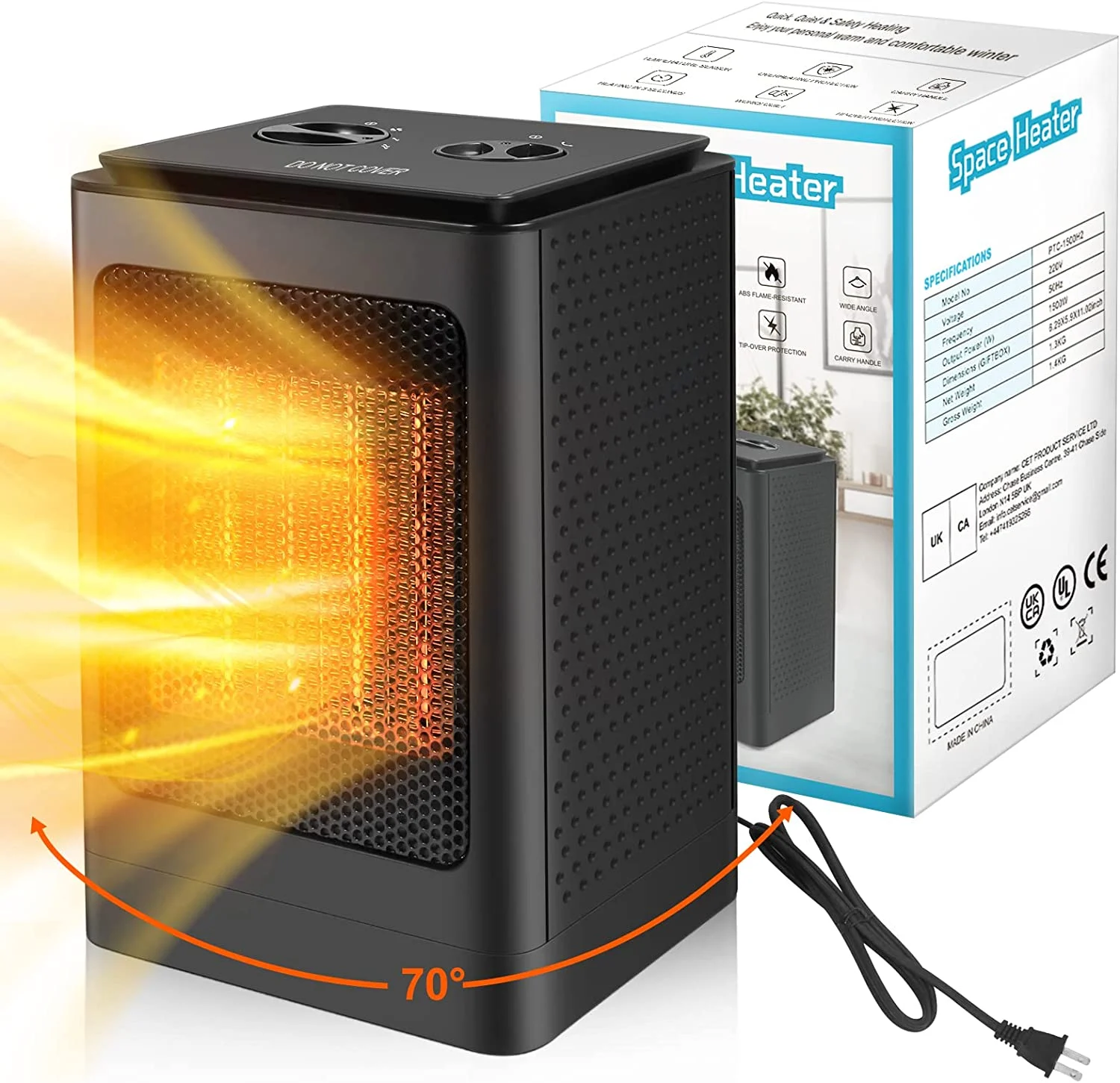 Humutan 1500W Portable Space Heaters for Indoor Use with Overheating & Tip-Over Protection, 3 Modes Fast Heating 70° Oscillation Electric Space Heater, Quiet Small Space heater for Home Office Bedroom Desk
