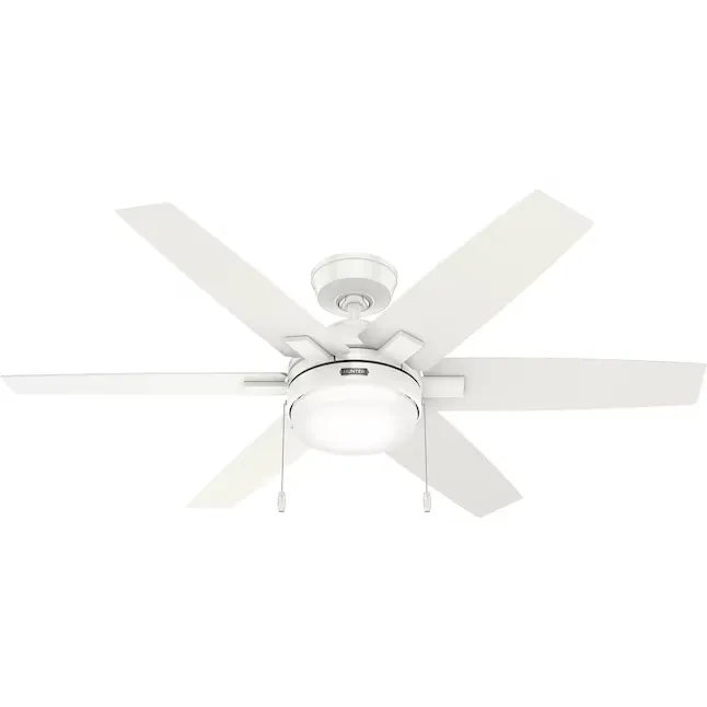 Hunter 53259 Toledo Easy Install 52-in Fresh White with Fresh White Blades Indoor Downrod mount Standard Ceiling Fan With Light ( 6 -Blade)