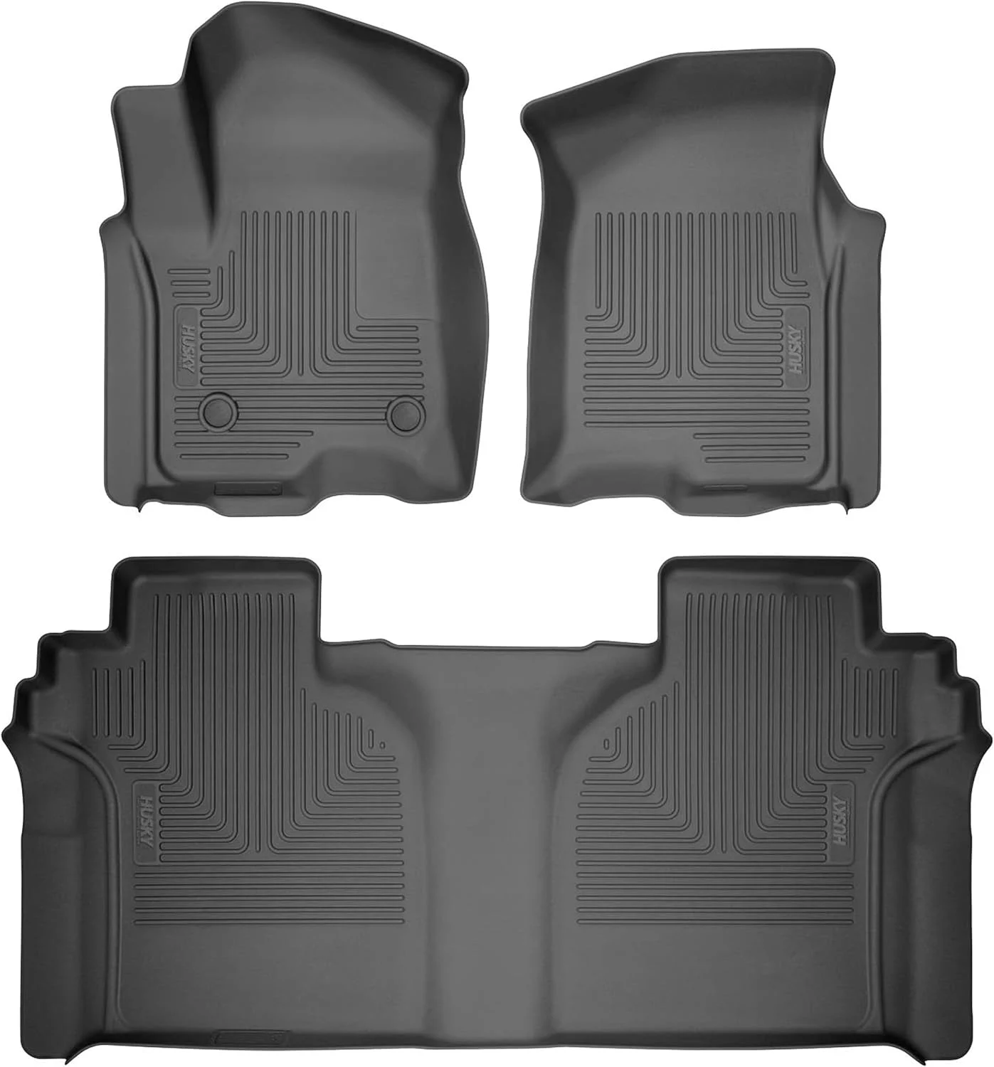 Husky Liners Weatherbeater Floor Mats | Fits 2015-2025 Ford F-150 (Includes 2022-2025 Lightning) SUPERCREW CAB ONLY w/Carpet & w/Out Fold Flat Storage | Front & 2nd Row, 3-pc Black – 94041