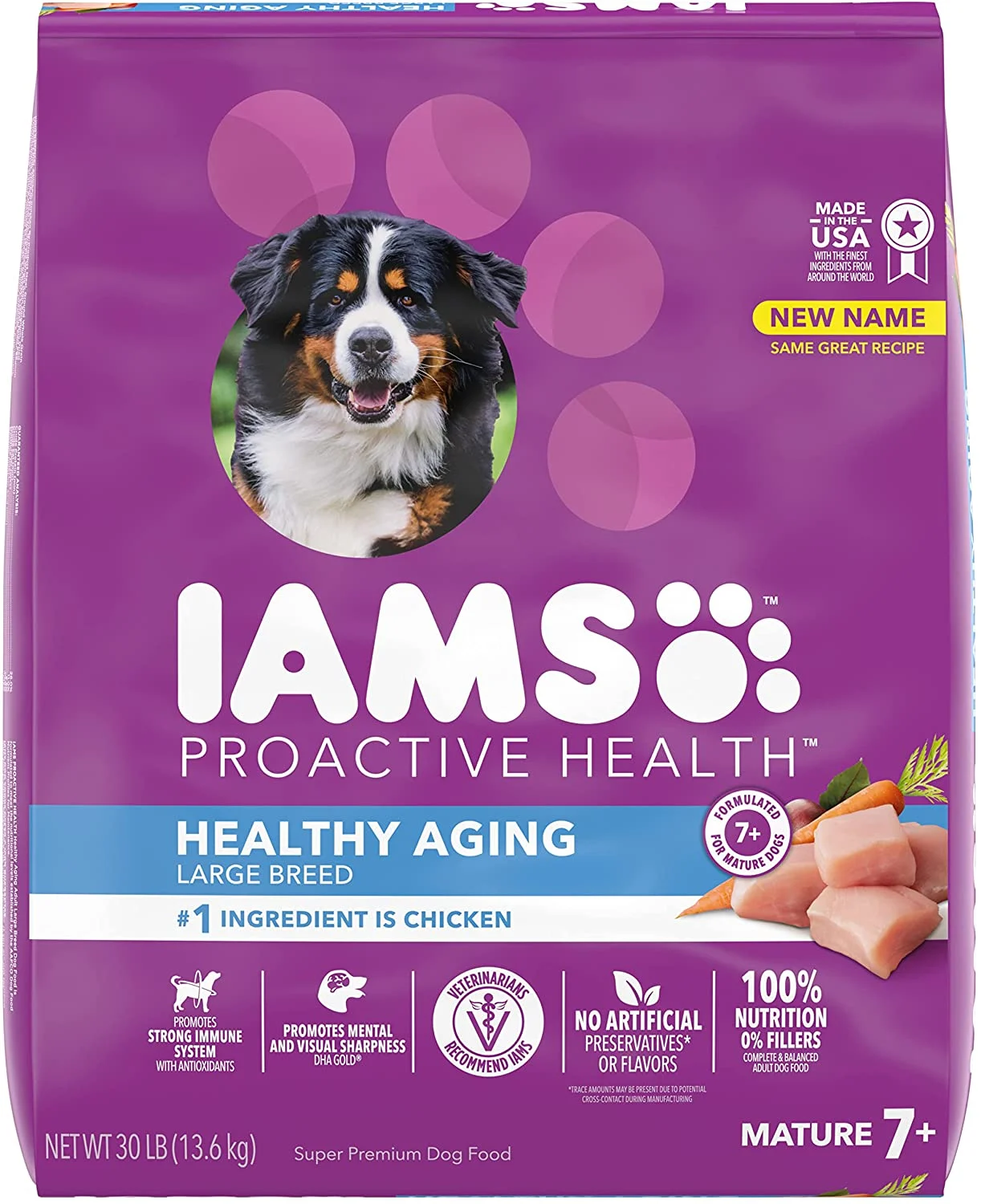 IAMS Senior Dry Dog Food, Chicken, All Breed Sizes, Style: Large Breed 30lb