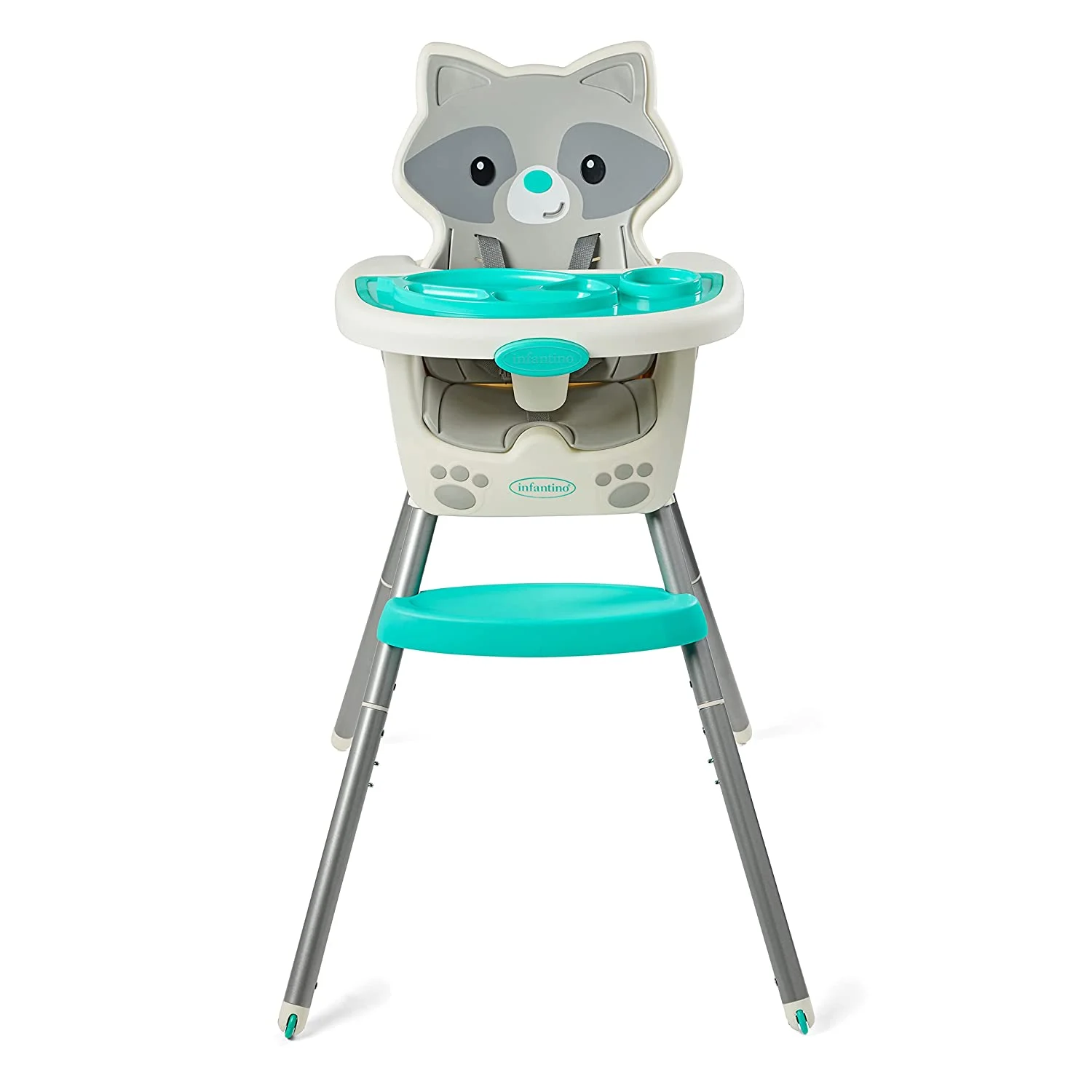 Infantino Grow-with-Me 4-in-1 Convertible High Chair, Raccoon-Theme, Space-Saving Design, Booster and Toddler Chair, for Infants & Toddlers 3M-36M