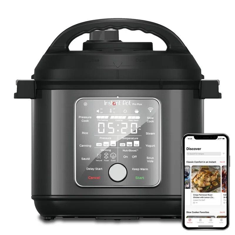 Instant Pot Pro Plus Wi-Fi Smart 10-in-1, Pressure Cooker, Slow Cooker, Rice Cooker, Steamer, Sauté Pan, Yogurt Maker, Warmer, Canning Pot, Sous Vide, Includes App with Over 800 Recipes, 6 Quart