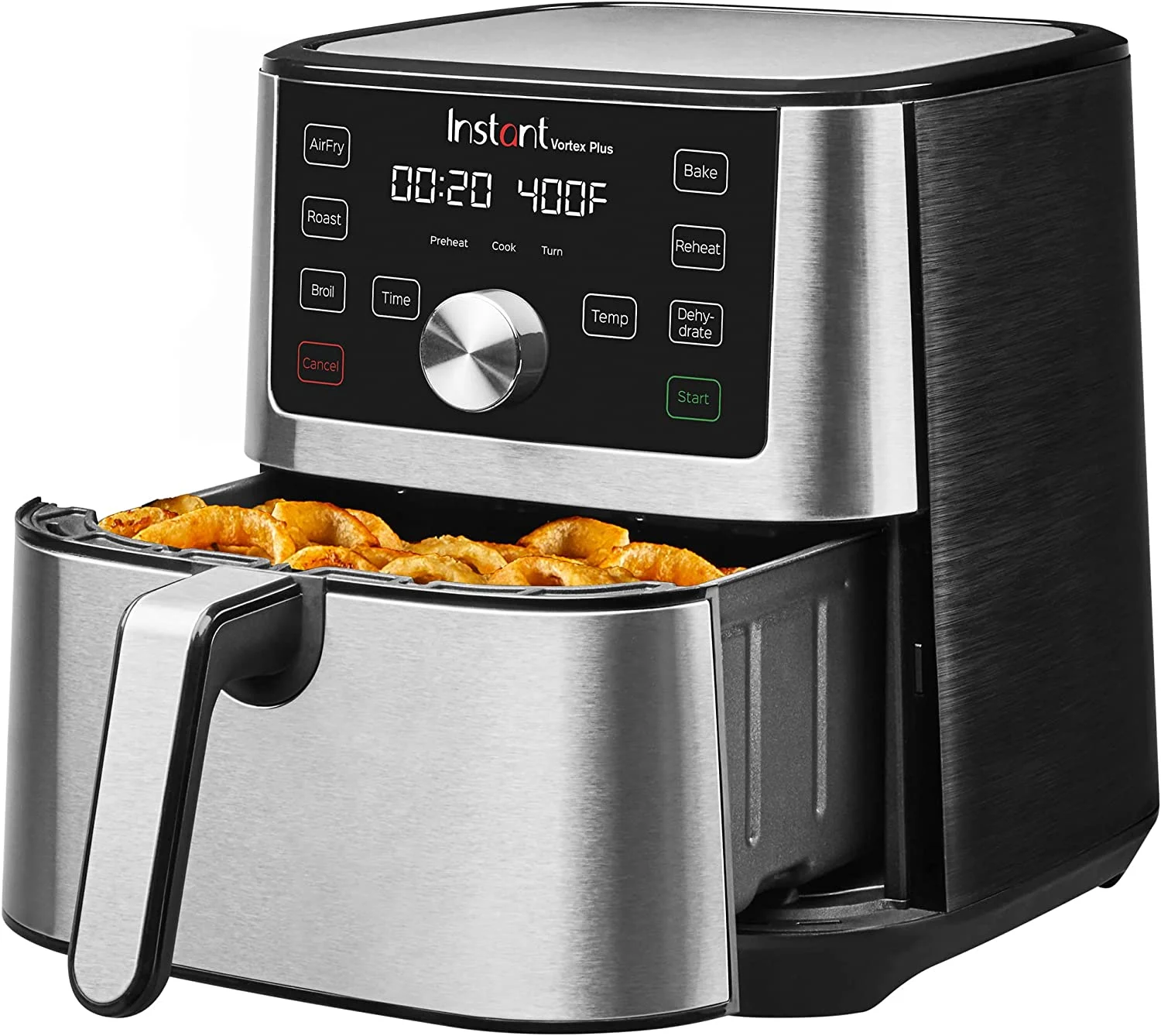 Instant Vortex Plus 6-in-1, 4QT Air Fryer Oven, From the Makers of Instant Pot with Customizable Smart Cooking Programs, Nonstick and Dishwasher-Safe Basket, App With Over 100 Recipes, Stainless Steel