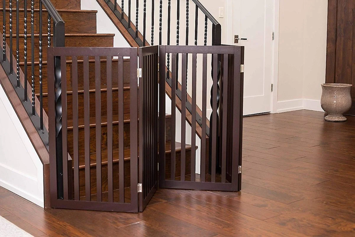 Internet’s Best Traditional Pet Gate – 4 Panel – 36 Inch Tall Fence – Free Stand (Espresso)