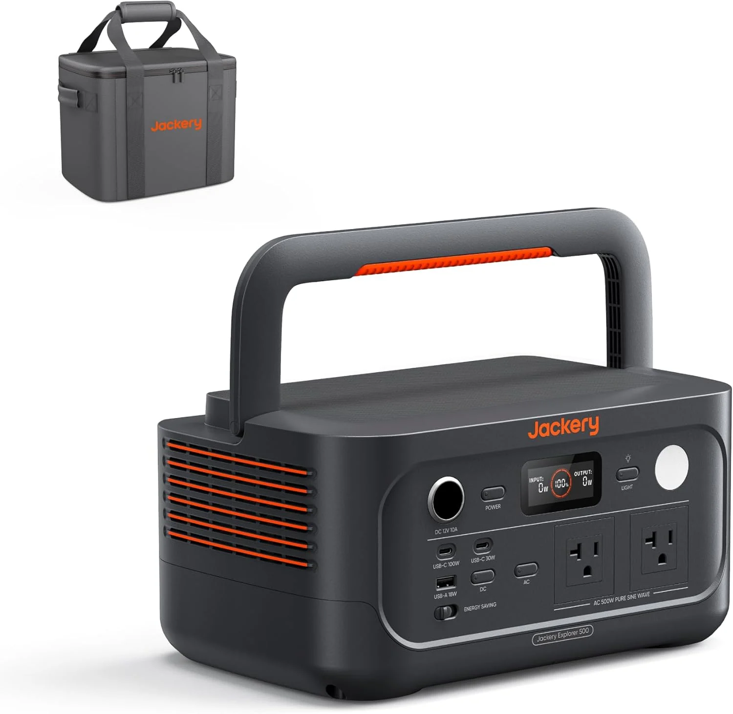 Jackery Explorer 500 v2 Portable Power Station with Carrying Bag, 512Wh LiFePO4 Battery, 500W AC/1000W Peak, Solar Generator