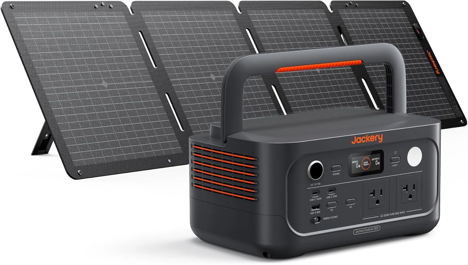 Jackery Explorer 500 v2 Solar Generator and 100W Solar Panel, 512Wh LiFePO4 Battery, 500W AC/1000W Peak, Solar Generator