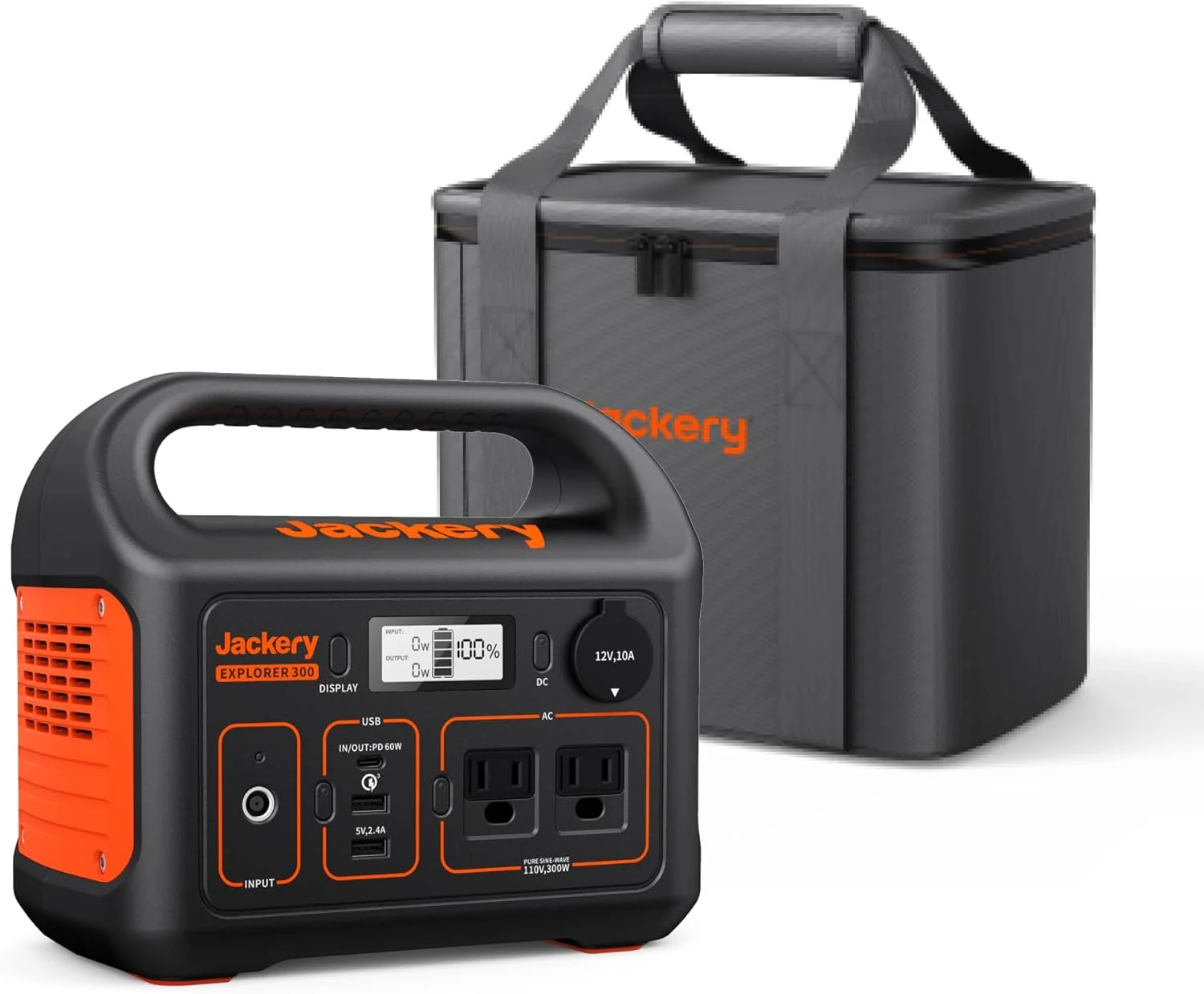 Jackery Portable Power Station Explorer 300 with Carrying Bag, 293Wh Backup Lithium Battery, Solar Generator