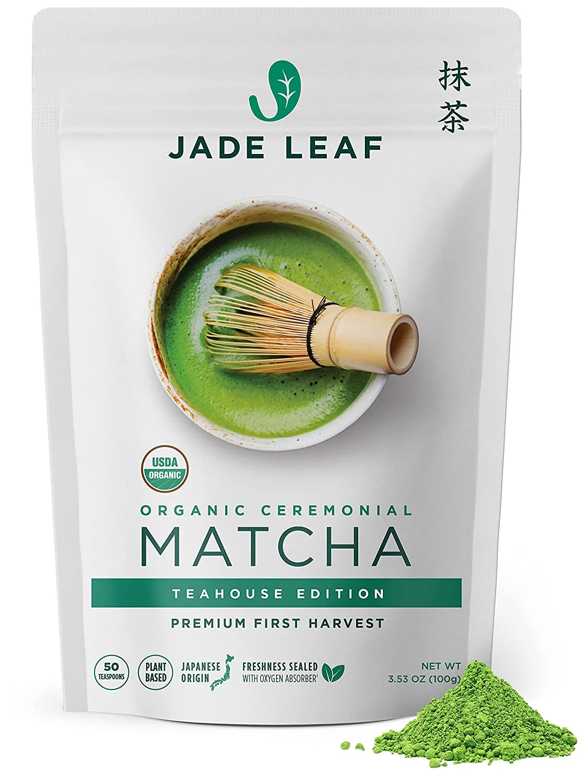 Jade Leaf Organic Matcha Green Tea Powder – Authentic Japanese Origin – Premium First Harvest Ceremonial Grade (3.53 Ounce)