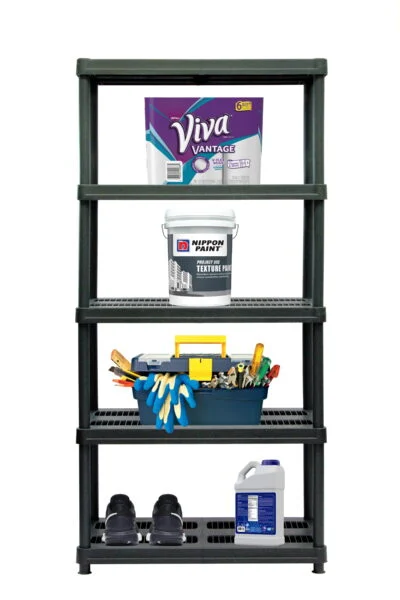 Juggernaut Storage 36″W x 18″D x 72″H 5-Shelf Resin Shelving, 750 lb Capacity Black