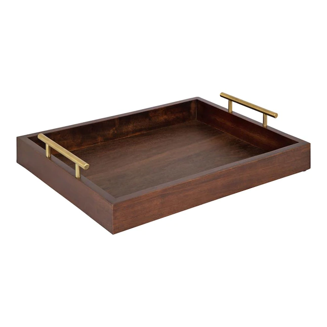Kate and Laurel 12.25-in x 16-in Walnut Brown Decorative Tray