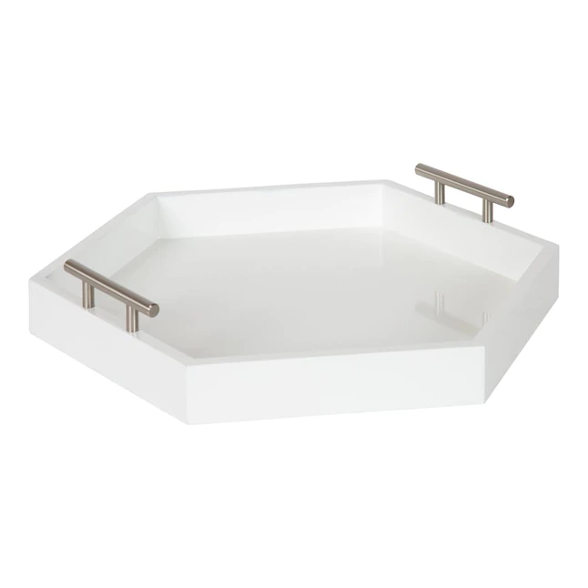 Kate and Laurel 18.12-in x 18.12-in White/Silver Decorative Tray