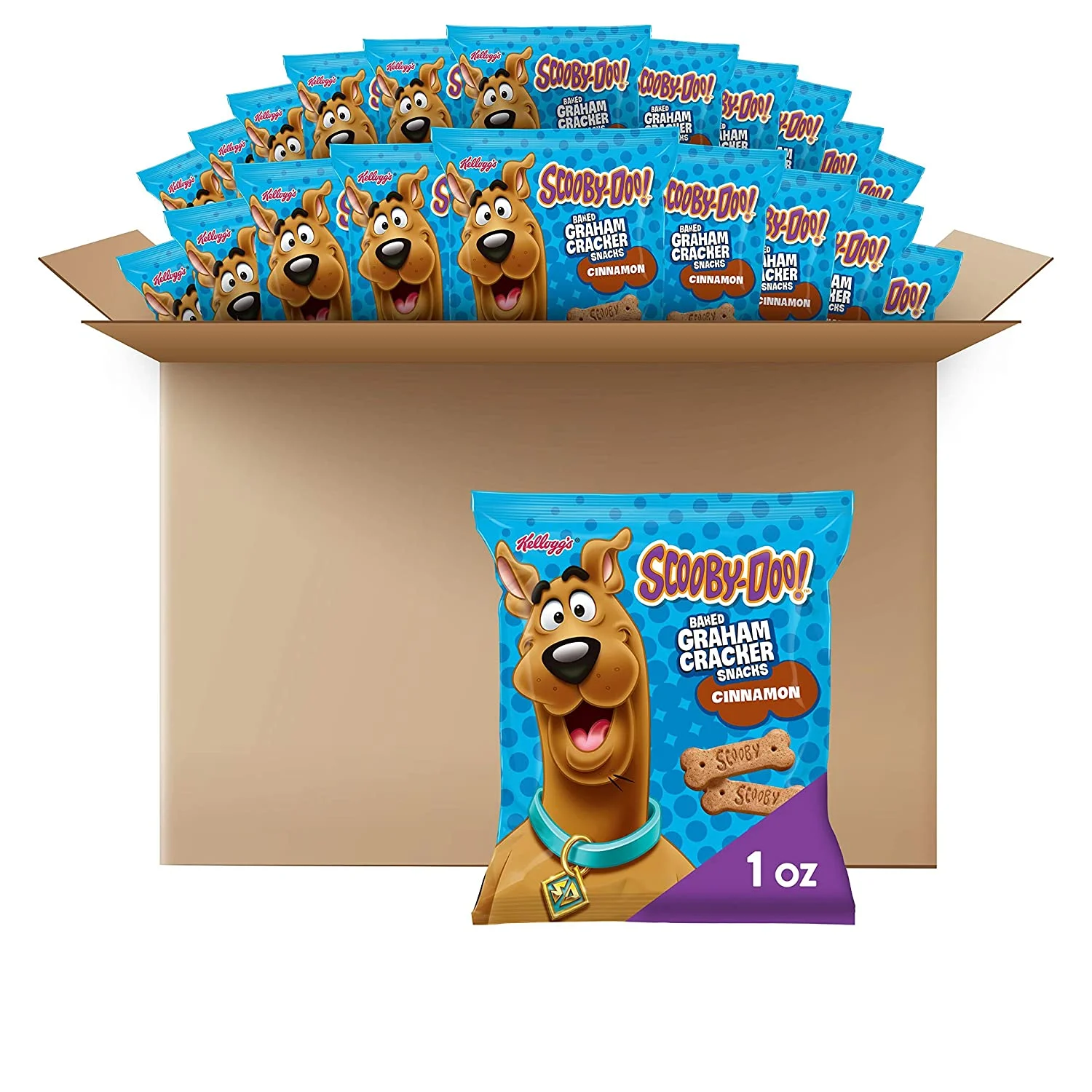 Kellogg’s Scooby-Doo! Graham Cracker Snacks, Cinnamon,1 oz Bag (40 Bags)