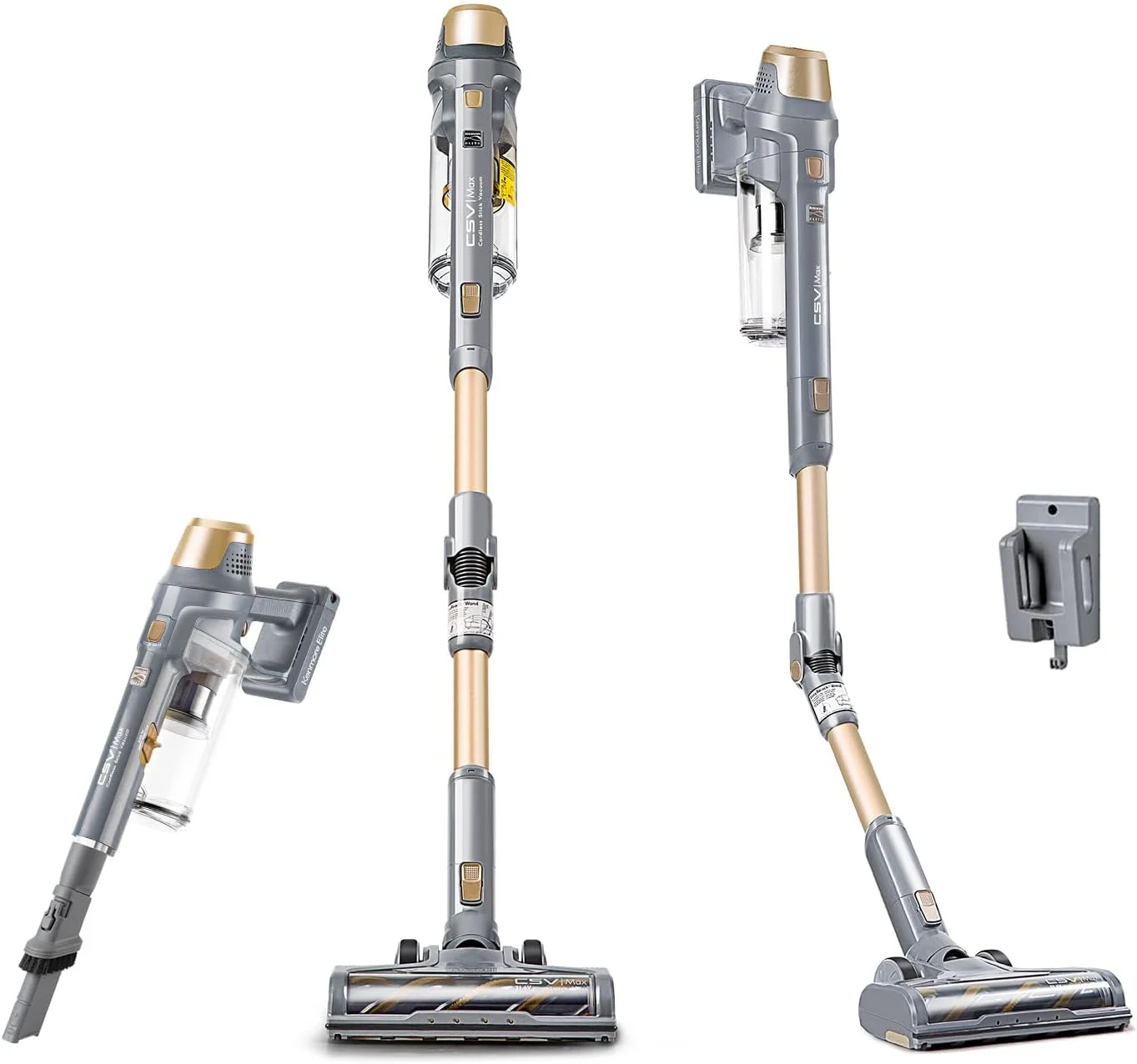 Kenmore DS4095 Brushless Cordless Stick Vacuum with EasyReach Wand, Lightweight Cleaner 2-Speed Power Control, LED Headlight, Converts to Handheld for Hardwood Floors, Carpet & Pet Hair,Gold
