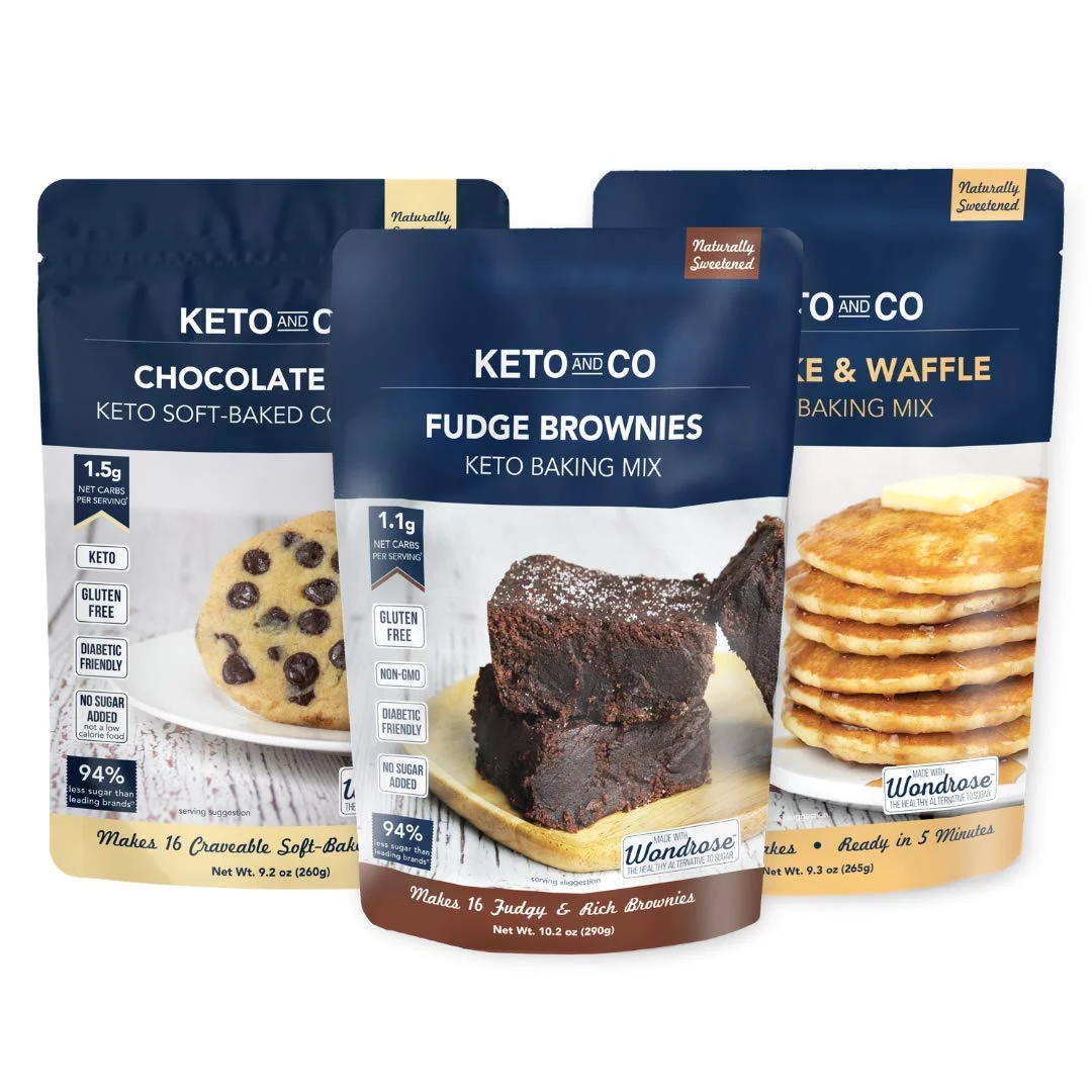 Keto and Co | Keto Baking Mix Variety Pack, Chocolate Chip Cookie Mix 3 Bags