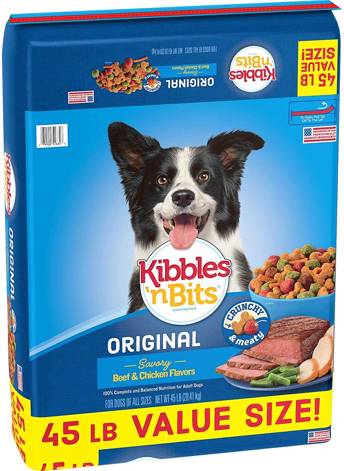Kibbles ‘N Bits 45 Lb Original Savory Beef & Chicken Flavors Dry Dog Food, Large