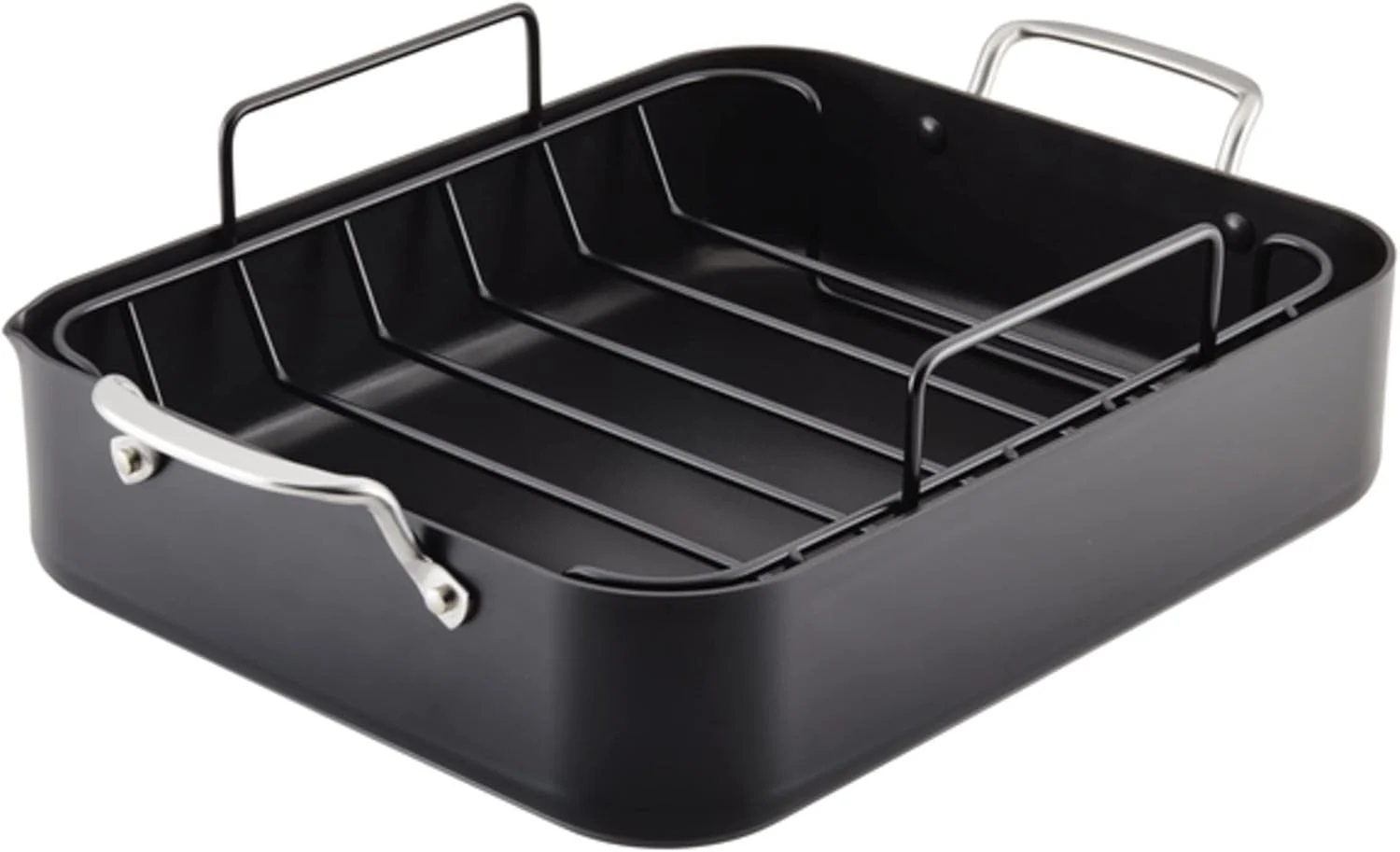 KitchenAid Hard Anodized Roasting Pan/Roaster with Removable Rack, 13 Inch x 15.75 Inch – Matte Black