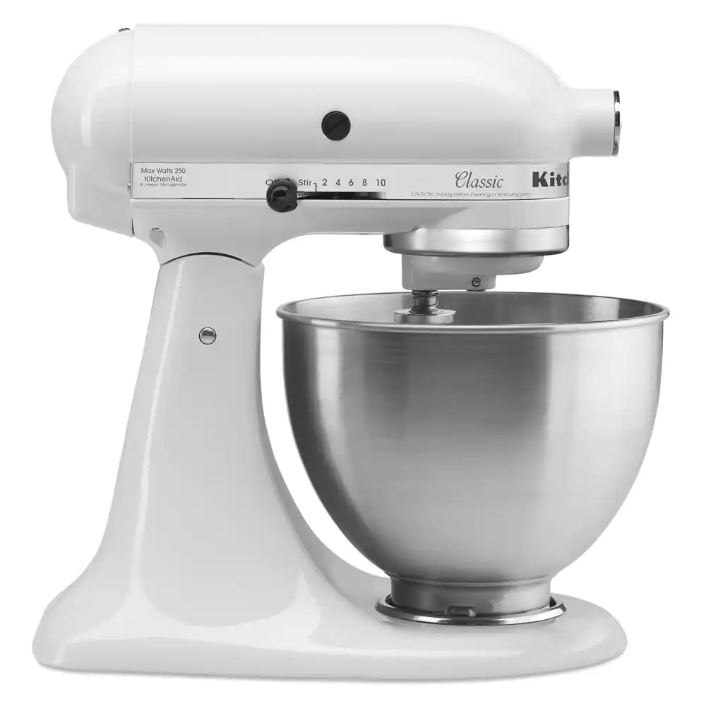 KitchenAid K45SSWH Classic Series 4.5 Qt. 10-Speed White Stand Mixer with Tilt-Head, White