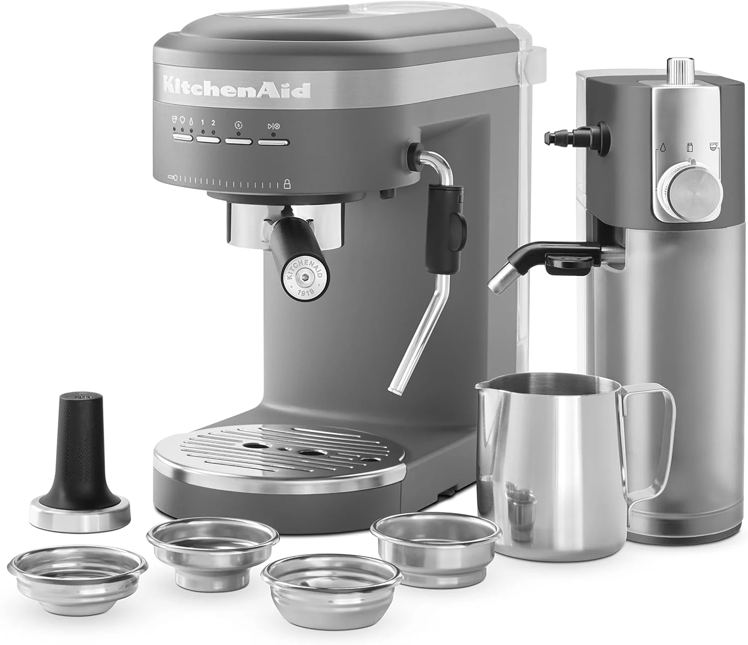 KitchenAid KES6404DG Semi-Automatic Espresso Machine and Automatic Milk Frother Attachment, Charcoal Grey