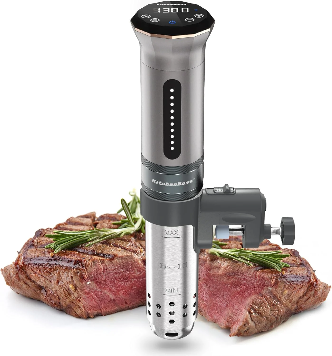 KitchenBoss Sous Vide Cooker Machine: Ultra-quiet 1100 Watt IPX7 Waterproof Water Thermal Immersion Circulator Accurate Temperature Control Digital Display Slow Cooking Sous-vide