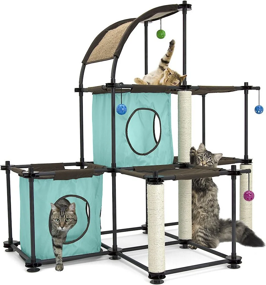 Kitty City Claw Mega Kit 46.75-in Faux Fleece Cat Tree & Condo, Green