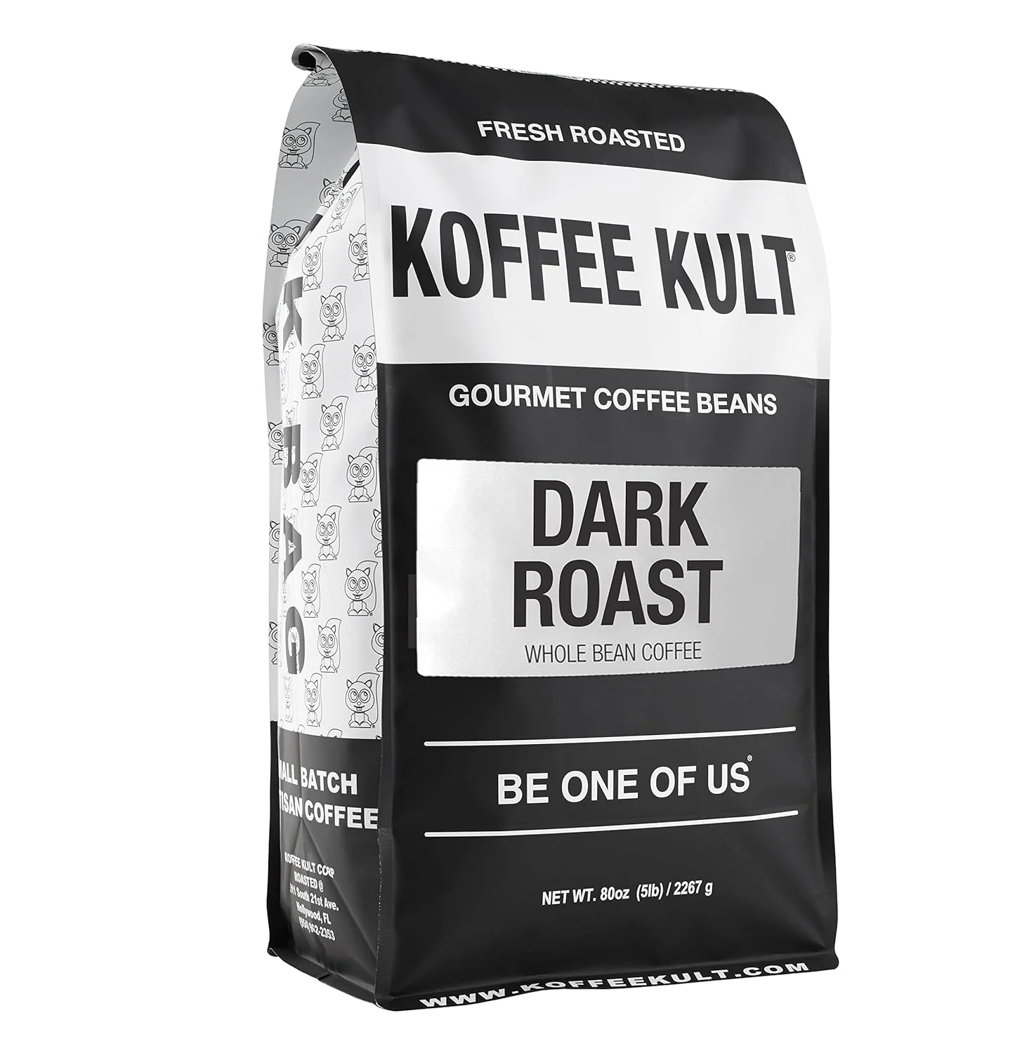Koffee Kult Dark Roast Whole Bean Coffee 100% Arabica Coffee Beans, Gourmet Artisan Blend with Chocolate & Cinnamon Notes – 80oz Resealable Bag