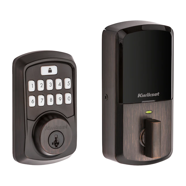 Kwikset Aura Venetian Bronze Bluetooth Enabled Single Cylinder Electronic Deadbolt Lighted Keypad