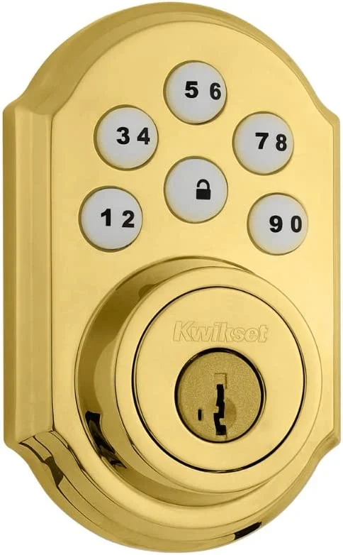 Kwikset SmartCode 909 Lifetime Polished Brass Single Cylinder Electronic Deadbolt Lighted Keypad