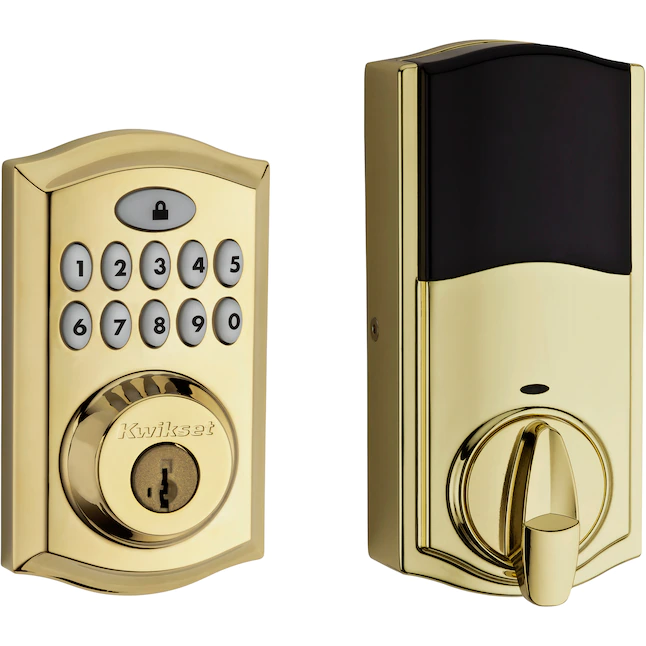 Kwikset SmartCode 913 Lifetime Polished Brass Single Cylinder Electronic Deadbolt Lighted Keypad